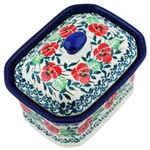 Polish Pottery 4" Box with Lid. Hand made in Poland and artist initialed.