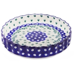 Polish Pottery 9" Fluted Quiche Dish. Hand made in Poland and artist initialed.
