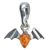 Mini Cognac Amber Sterling  Silver Bat Pendant  0.6"