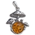 Amber Sterling Silver Mushroom Pendant 1.25"