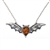 Bat Cognac Amber Sterling Silver Necklace 16"
