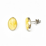 Custard Amber Oval Earrings 0.5"
