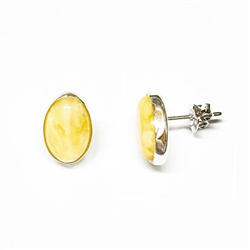 Custard Amber Oval Earrings 0.5"