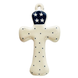 Polish Pottery 5" Cross. Hand made in Poland and artist initialed.