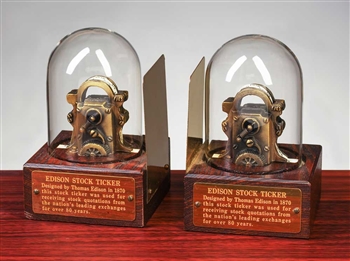 Vintage Edison Ticker Tape Replica Bookends