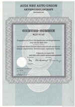 1932 Rare German Audi Stock Certificate