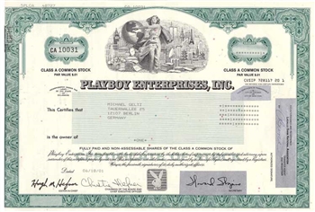 Playboy Enterprises, Inc. Stock Certificate