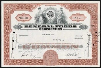 General Foods Corporation Stock Certificate