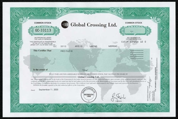 Global Crossing Stock Certificate