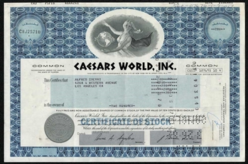 Caesars World, Inc. Stock Certificate