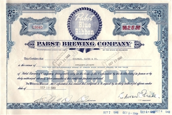 Pabst Brewing Company Stock Certificate