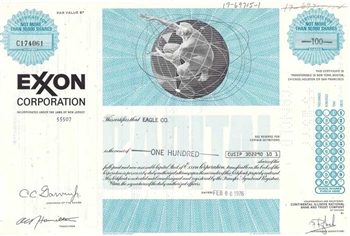 Exxon Corp Stock Certificate