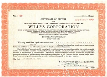 Willys Corporation Stock Certificate