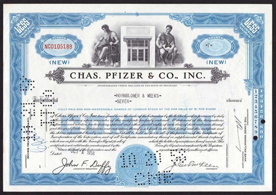 Chas. Pfizer & Co Inc. Stock Certificate