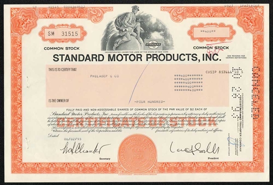 Standard Motor Products, Inc. Stock Certificate