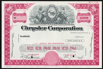 Chrysler Corp. Specimen Stock Certificate - 100 Shares