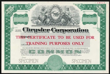 Chrysler Corp. Specimen Stock Certificate