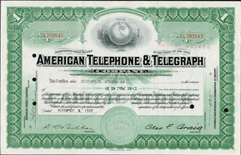 American Telephone and Telegraph Stock Certificate