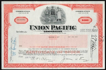 Union Pacific Stock Certificate
