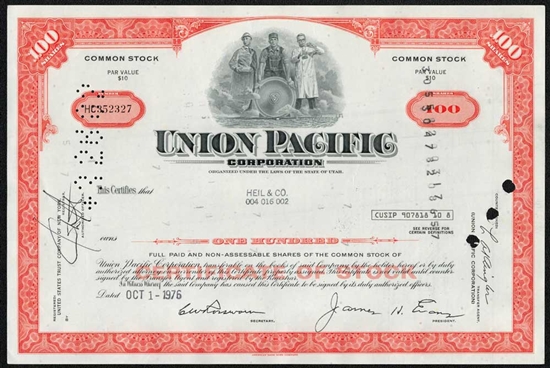 Union Pacific Stock Certificate