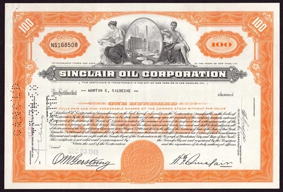 Sinclair Oil Stock Certificate