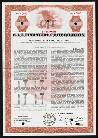 C.I.T. Financial Corporation -Specimen Stock Certificate