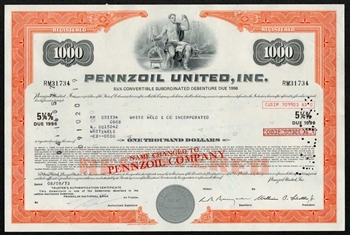 Pennzoil United, Inc. Stock Certificate