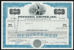 Pennzoil United, Inc. Bond Certificate $5000