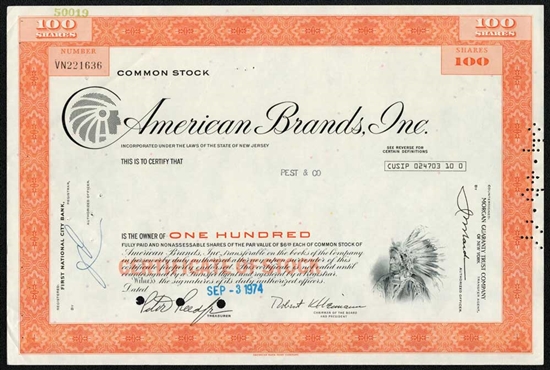 American Brands, Inc. Stock Certificate