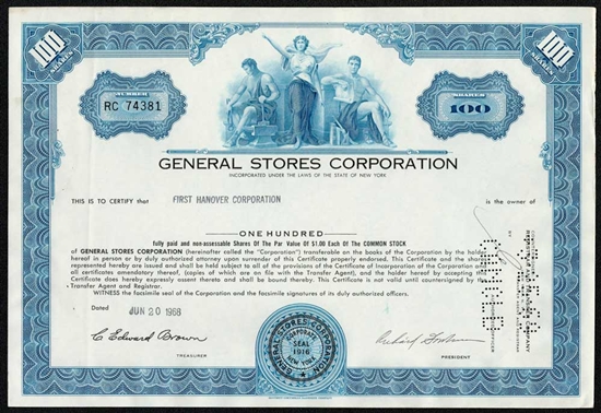 General Stores Corporation Stock Certificate