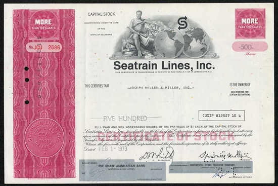Seatrain Lines, Inc. Stock Certificate