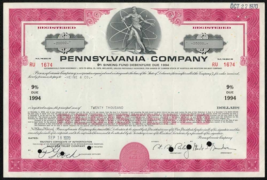 Pennsylvania Company (Pennsylvania Lines) Bond Certificate