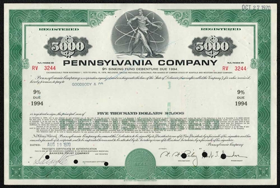 Pennsylvania Company (Pennsylvania Lines) $5,000 Bond