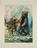Wayland Moore"Bull and Bear" Limited Edition Serigraph -Signed and Numbered