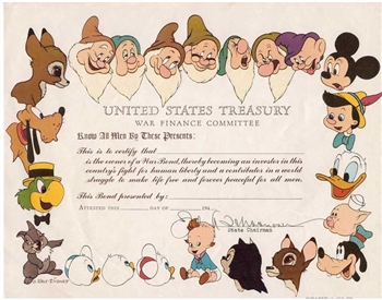The Walt Disney Company War Bond - 1940s - Unissued