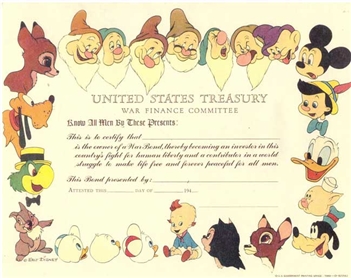 The Walt Disney Company War Bond - 1940s - Unissued