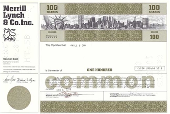 Merrill Lynch & Co Stock Certificate