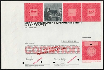 Merrill Lynch, Pierce, Fenner, and Smith Specimen Stock Certificate