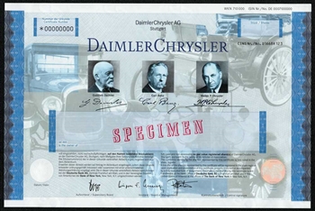 DaimlerChrysler Specimen Stock Certificate