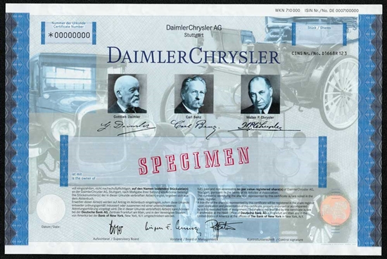 DaimlerChrysler Specimen Stock Certificate