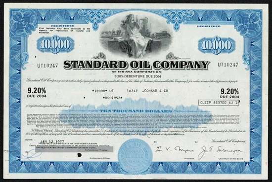 Standard Oil Company $10,000 Bond Certificate
