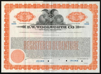 F.W. Woolworth Specimen Note - 1941