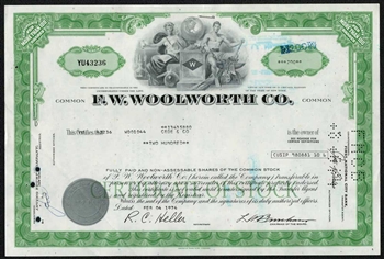 F.W. Woolworth Company Stock Certificate