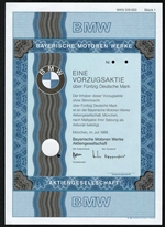 BMW Specimen Stock Certificate - German