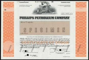 Phillips Petroleum Co Specimen Stock Certificate