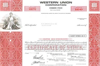 Western Union Corporation Stock Certificate