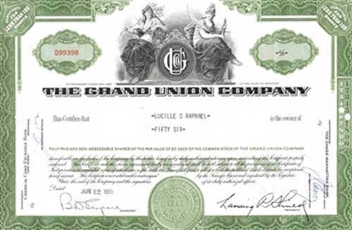 The Grand Union Company Stock Certificate