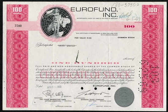 Eurofund Stock Certificate