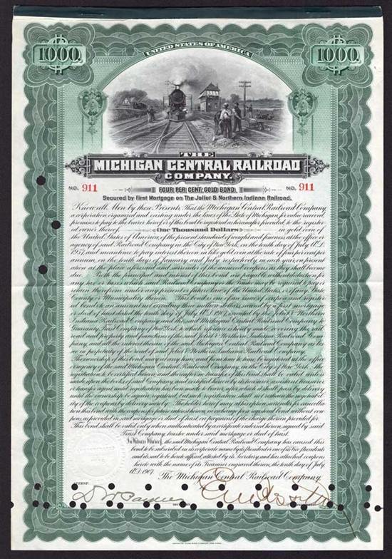 Michigan Central Railroad Company Gold Bond - 1907