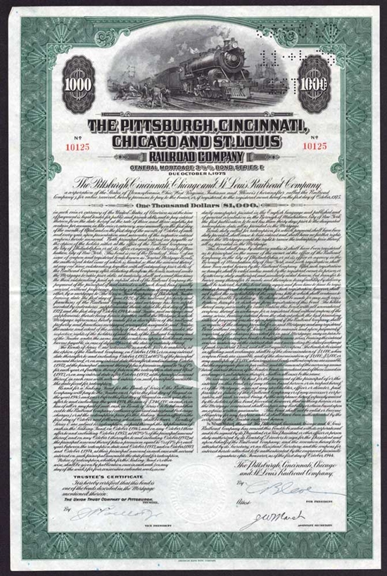The Pittsburgh, Cincinnati, Chicago, and St. Louis Railroad Company Bond